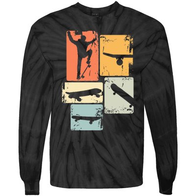 Skater Skateboarder Retro Skateboard Tie-Dye Long Sleeve Shirt