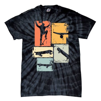 Skater Skateboarder Retro Skateboard Tie-Dye T-Shirt