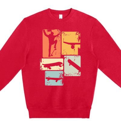 Skater Skateboarder Retro Skateboard Premium Crewneck Sweatshirt