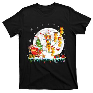 Santa Sleigh Reindeer Elf Seahorses Carrying Xmas Presents T-Shirt