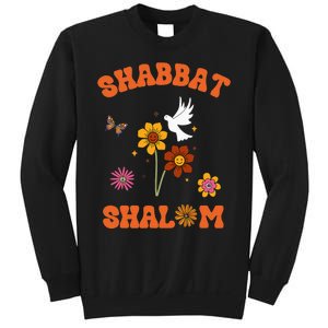 Shabbat Shalom Retro 60s 70s Groovy Hippie Flowers Peace Sweatshirt