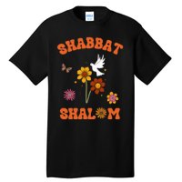 Shabbat Shalom Retro 60s 70s Groovy Hippie Flowers Peace Tall T-Shirt