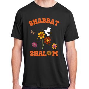 Shabbat Shalom Retro 60s 70s Groovy Hippie Flowers Peace Adult ChromaSoft Performance T-Shirt