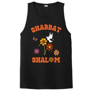 Shabbat Shalom Retro 60s 70s Groovy Hippie Flowers Peace PosiCharge Competitor Tank