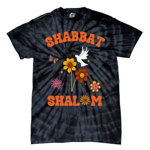 Shabbat Shalom Retro 60s 70s Groovy Hippie Flowers Peace Tie-Dye T-Shirt