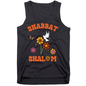 Shabbat Shalom Retro 60s 70s Groovy Hippie Flowers Peace Tank Top