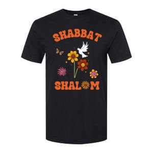 Shabbat Shalom Retro 60s 70s Groovy Hippie Flowers Peace Softstyle CVC T-Shirt