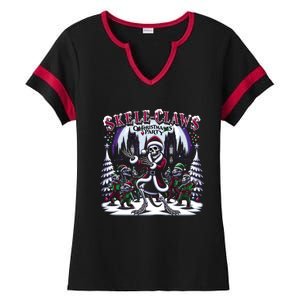 Skeleton Santa Riding T Rex Dinosaur Funny Christmas Meaningful Gift Ladies Halftime Notch Neck Tee