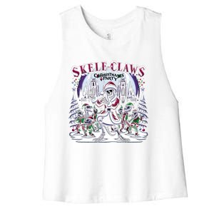 Skeleton Santa Riding T Rex Dinosaur Funny Christmas Meaningful Gift Women's Racerback Cropped Tank