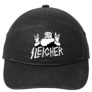 Sleigher Santa Rocks Funny Christmas 7-Panel Snapback Hat