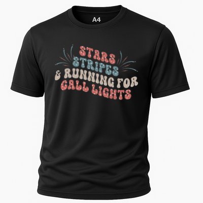 Stars Stripes Running For Call Lights CNA Nurse 4th of July Performance Shirt