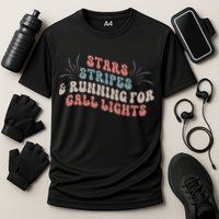 Stars Stripes Running For Call Lights CNA Nurse 4th of July Cooling Performance Crew T-Shirt