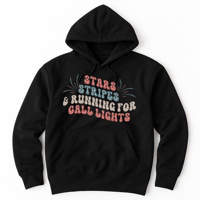 Stars Stripes Running For Call Lights CNA Nurse 4th of July Hoodie
