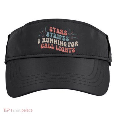 Stars Stripes Running For Call Lights CNA Nurse 4th of July Adult Drive Performance Visor