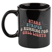 Stars Stripes Running For Call Lights CNA Nurse 4th of July 11oz C Handle Ceramic Mug