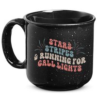 Stars Stripes Running For Call Lights CNA Nurse 4th of July 15oz Campfire Ceramic Mug