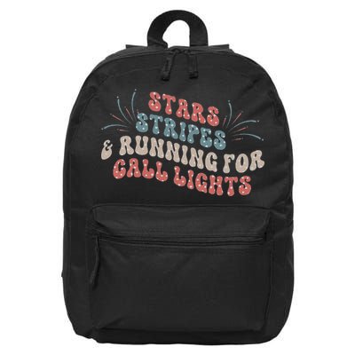 Stars Stripes Running For Call Lights CNA Nurse 4th of July 16 in Basic Backpack