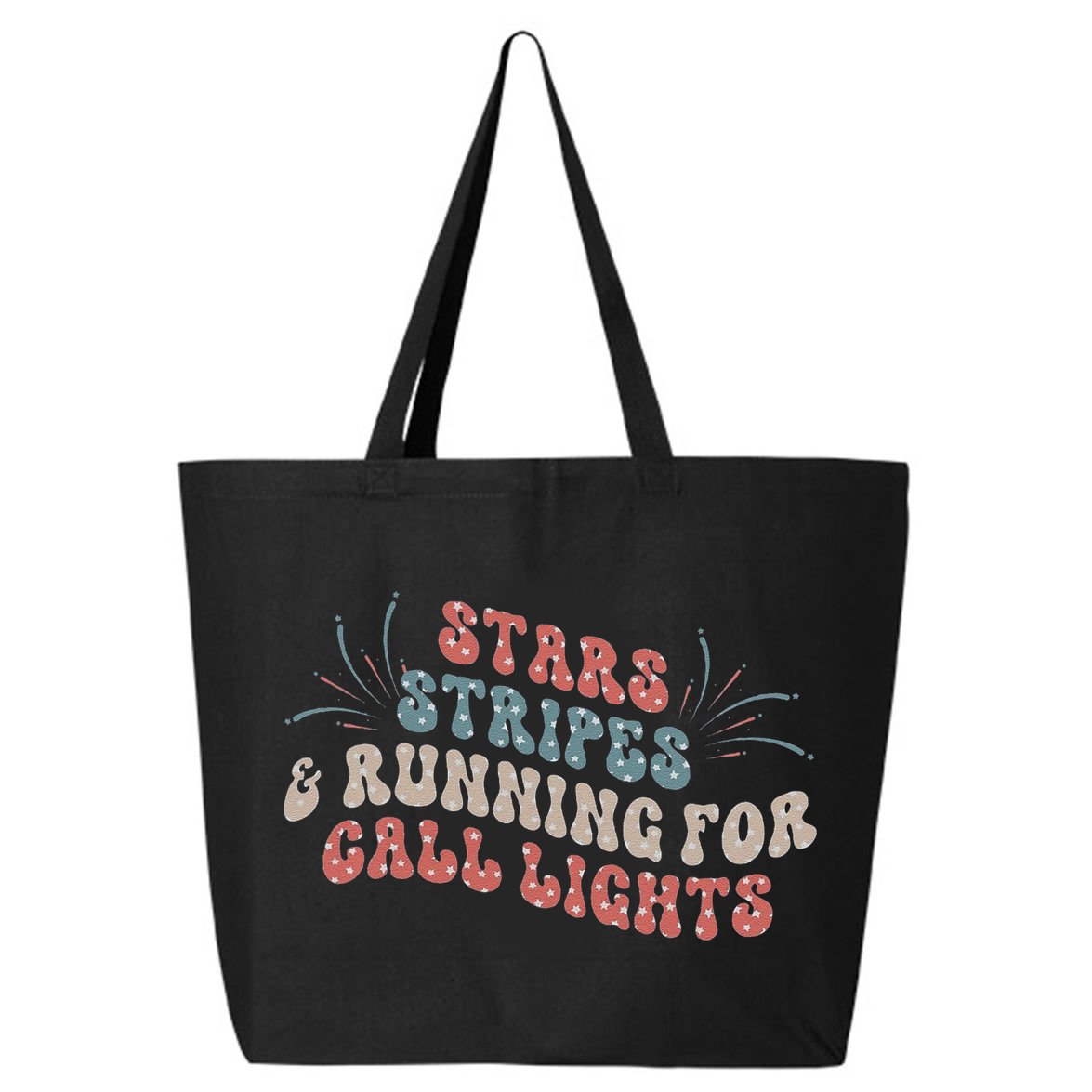 Stars Stripes Running For Call Lights CNA Nurse 4th of July 25L Jumbo Tote