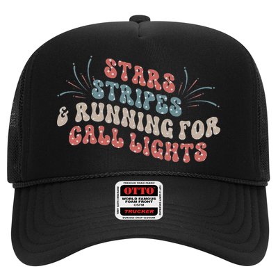 Stars Stripes Running For Call Lights CNA Nurse 4th of July Trucker Hat