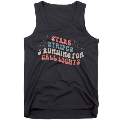 Stars Stripes Running For Call Lights CNA Nurse 4th of July Tank Top