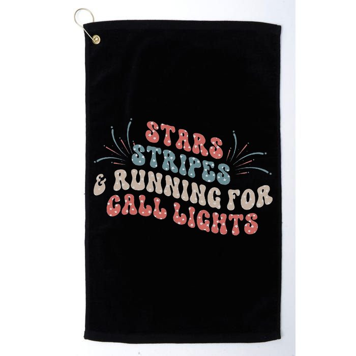 Stars Stripes Running For Call Lights CNA Nurse 4th of July Golf Towel