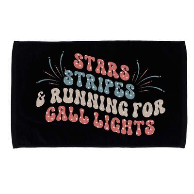 Stars Stripes Running For Call Lights CNA Nurse 4th of July Microfiber Hand Towel
