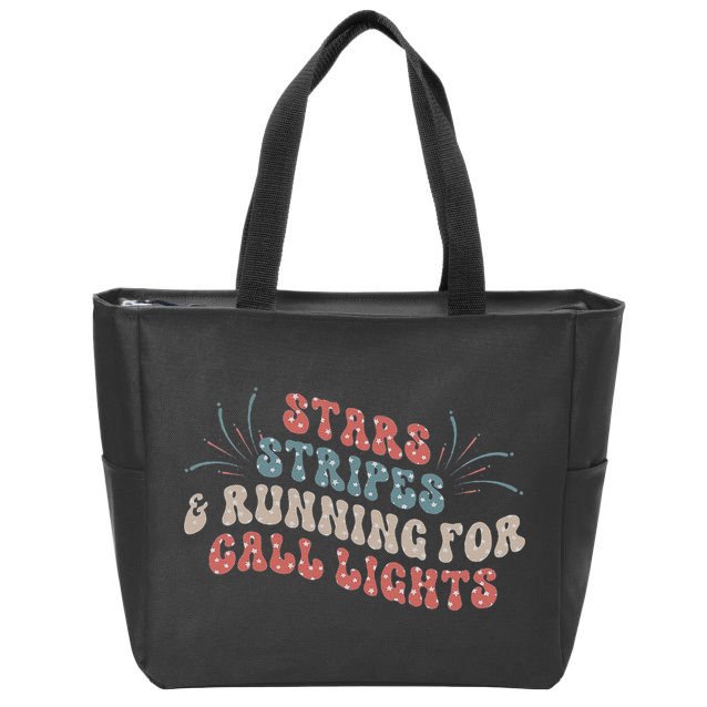 Stars Stripes Running For Call Lights CNA Nurse 4th of July Zip Tote Bag