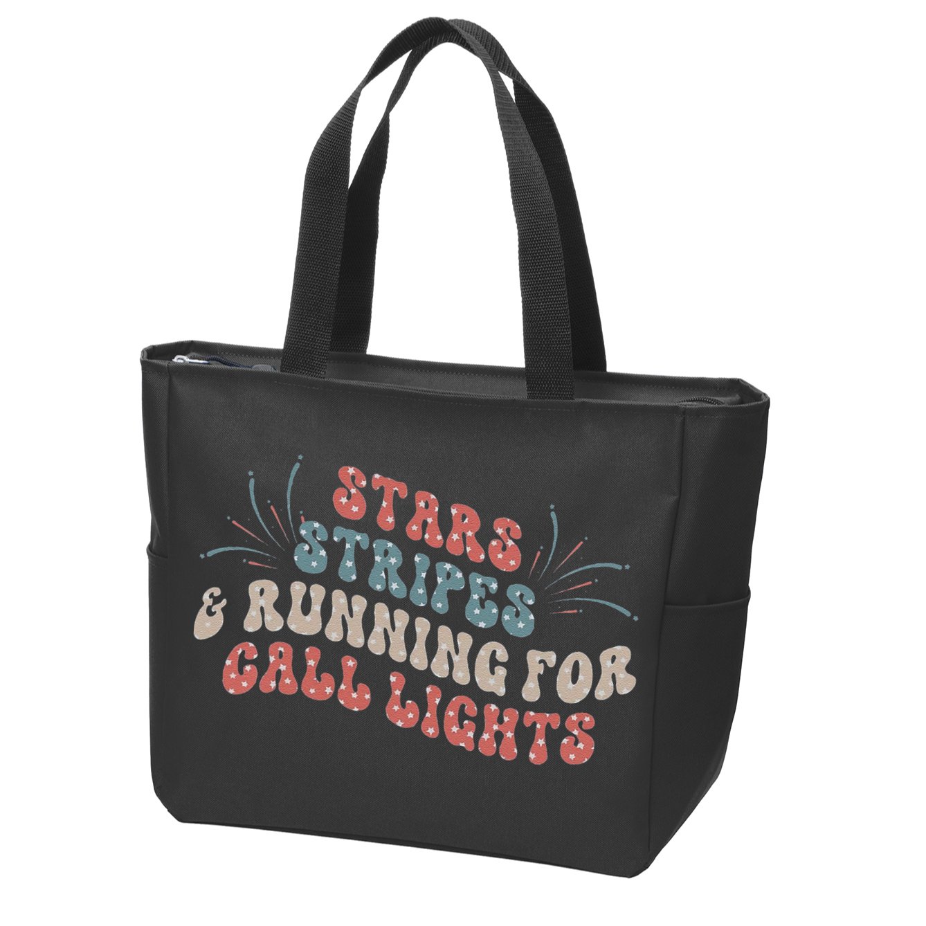 Stars Stripes Running For Call Lights CNA Nurse 4th of July Zip Tote Bag
