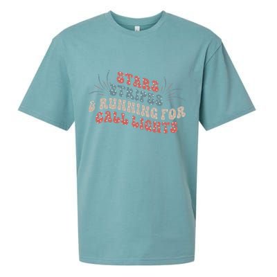Stars Stripes Running For Call Lights CNA Nurse 4th of July Sueded Cloud Jersey T-Shirt