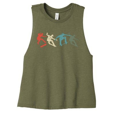 Skateboard Skateboarding Retro Gift For Skateboarders Women's Racerback Cropped Tank