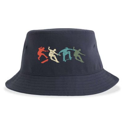 Skateboard Skateboarding Retro Gift For Skateboarders Sustainable Bucket Hat