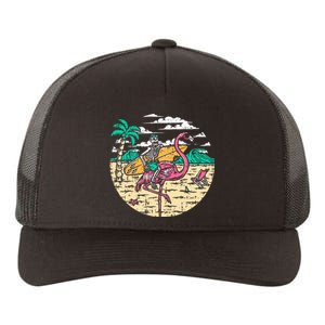 Skeleton Surfer Riding Flamingo Halloween Costume Surfing Yupoong Adult 5-Panel Trucker Hat