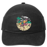 Skeleton Surfer Riding Flamingo Halloween Costume Surfing 7-Panel Snapback Hat