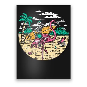 Skeleton Surfer Riding Flamingo Halloween Costume Surfing Poster