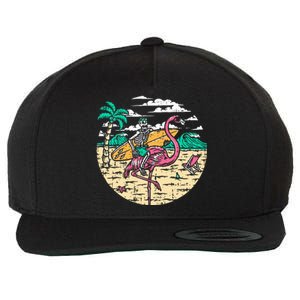 Skeleton Surfer Riding Flamingo Halloween Costume Surfing Wool Snapback Cap