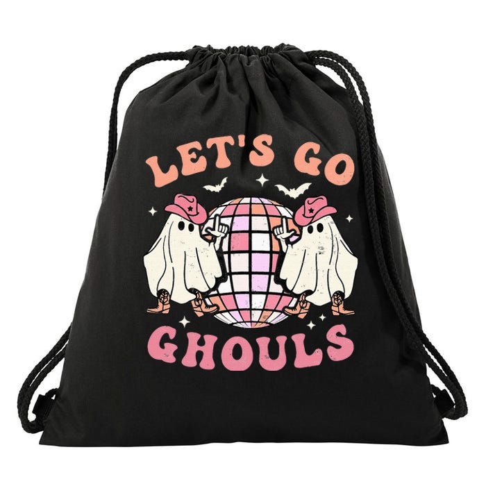 Spooky Season Retro Ghost Halloween Groovy Party Drawstring Bag