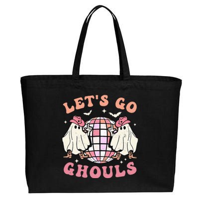 Spooky Season Retro Ghost Halloween Groovy Party Cotton Canvas Jumbo Tote