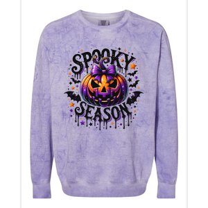 Spooky Season Retro Halloween Pumpkin Colorblast Crewneck Sweatshirt