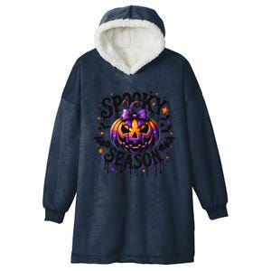 Spooky Season Retro Halloween Pumpkin Hooded Wearable Blanket