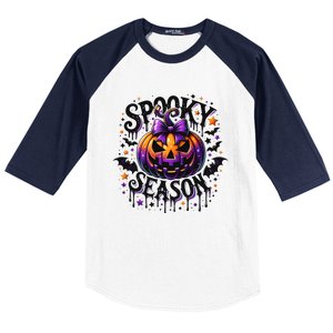 Spooky Season Retro Halloween Pumpkin Baseball Sleeve Shirt