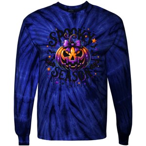 Spooky Season Retro Halloween Pumpkin Tie-Dye Long Sleeve Shirt