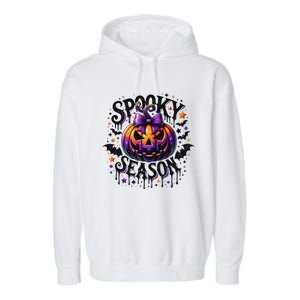 Spooky Season Retro Halloween Pumpkin Garment-Dyed Fleece Hoodie