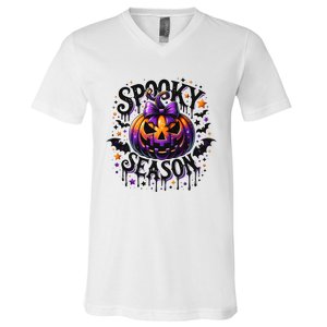 Spooky Season Retro Halloween Pumpkin V-Neck T-Shirt