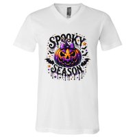 Spooky Season Retro Halloween Pumpkin V-Neck T-Shirt