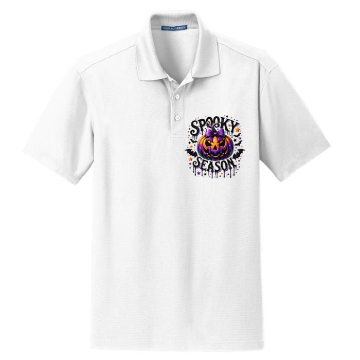 Spooky Season Retro Halloween Pumpkin Dry Zone Grid Polo