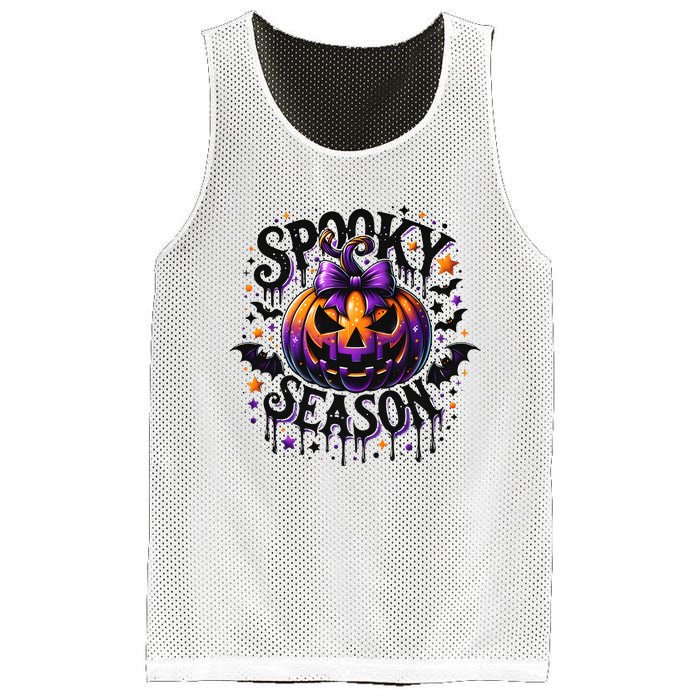 Spooky Season Retro Halloween Pumpkin Mesh Reversible Basketball Jersey Tank