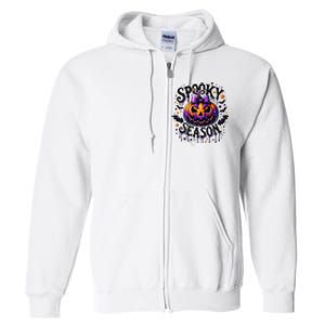 Spooky Season Retro Halloween Pumpkin Full Zip Hoodie