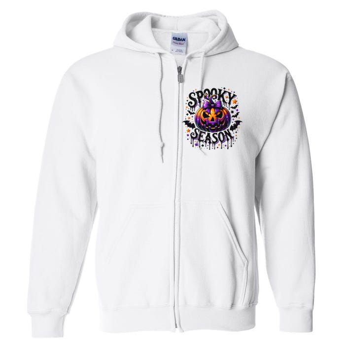 Spooky Season Retro Halloween Pumpkin Full Zip Hoodie