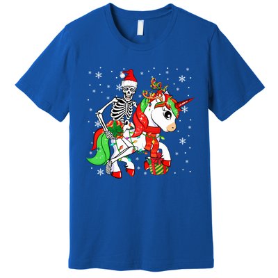 Santa Skeleton Riding Unicorn Christmas Reindeer Lover Great Gift Premium T-Shirt