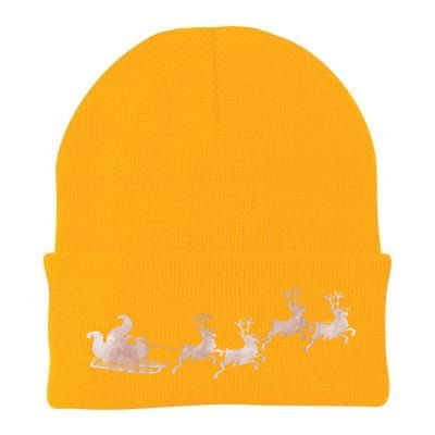 Santa Sleigh Rose Vintage Reindeer Xmas Xmas Winter Gift Knit Cap Winter Beanie